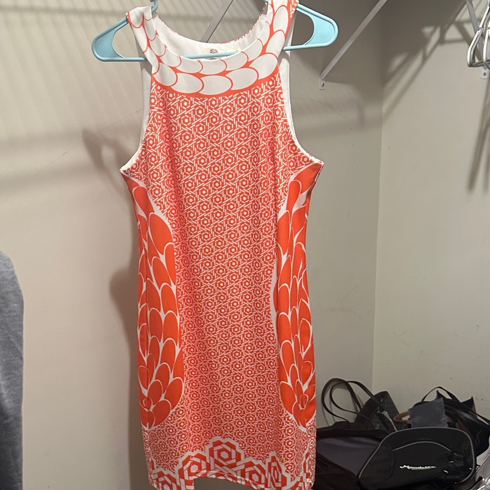 Aryeh Vibrant Orange and White Mini Dress